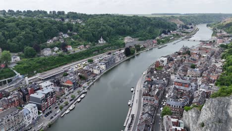 dinant city belgium’s. on meuse river drone,aerial