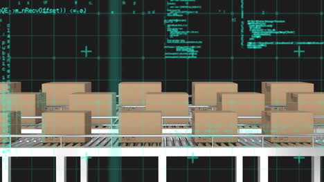 procesamiento de datos a través de la red de red contra múltiples cajas de entrega en la cinta transportadora
