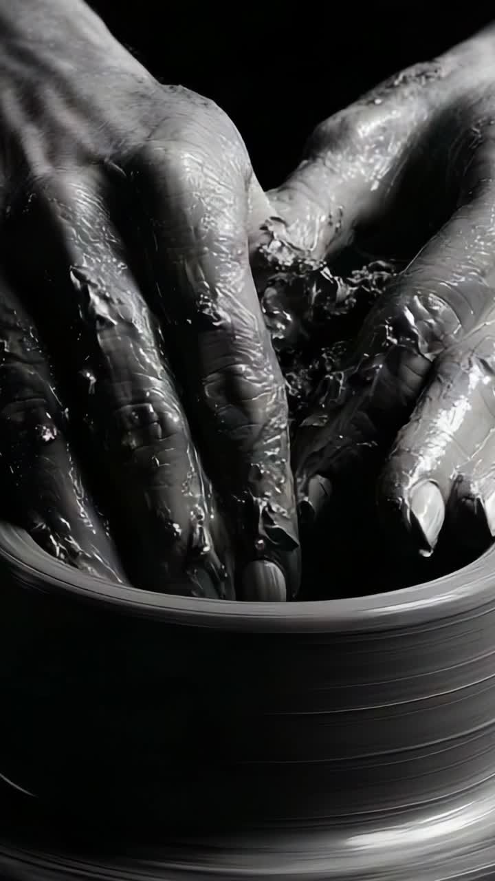 Discover the Art of Pottery: A Journey Through Shape, Texture, and Crafting with Clay on a Potter's Wheel from Start to Finish in Two Frames