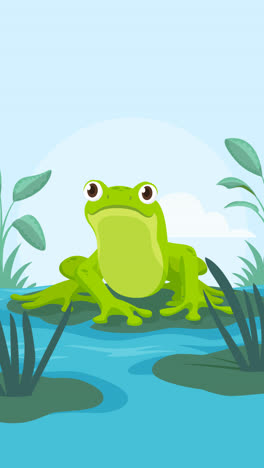 Eine-Animation-Einer-Organischen-Flachen-Froschillustration