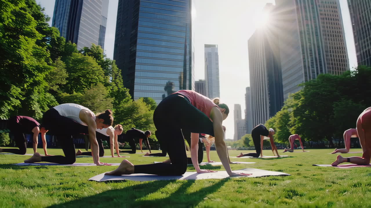 Group Yoga Session in Urban Park