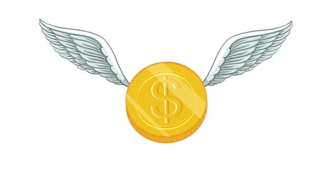 animated coins with wings flying across screens