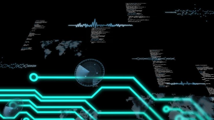 Animation of computing data processing over circuit board