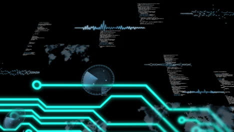 animation of computing data processing over circuit board