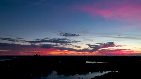4k aerial video of sunset downtown florida skyline