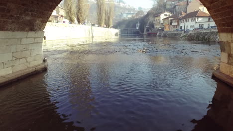 flying low level on river miljacka, bosnia and herzegovina