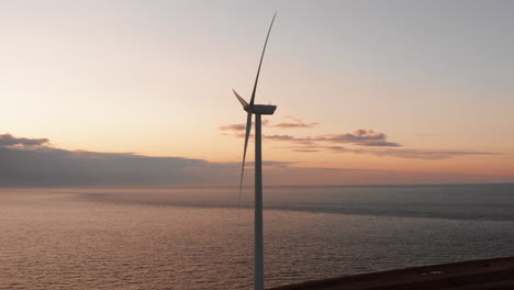 Windturbines-during-sunset-on-the-island-Neeltje-Jans,-the-Netherlands