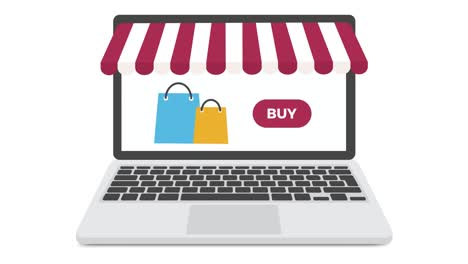 modern laptop computer with online shopping store. internet shop online concept