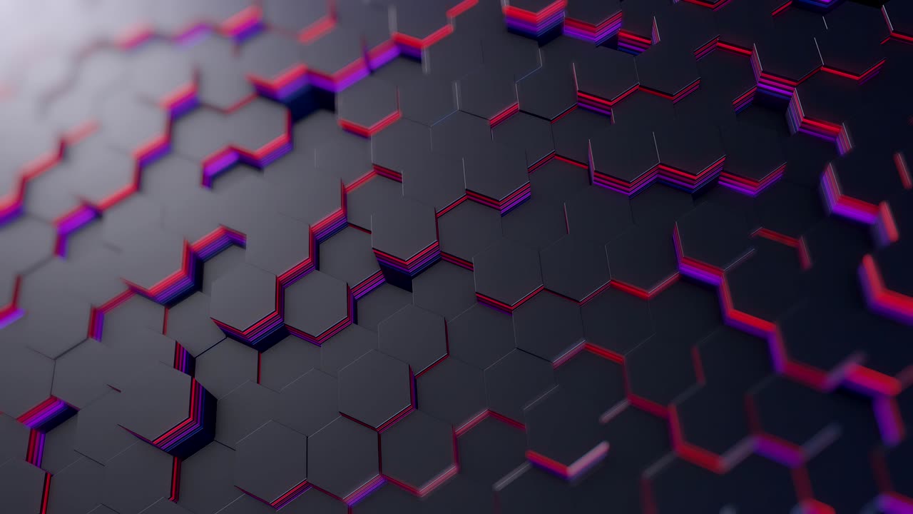 Abstract Hexagons Random Motion Background , 3D Loop Animation 4k.