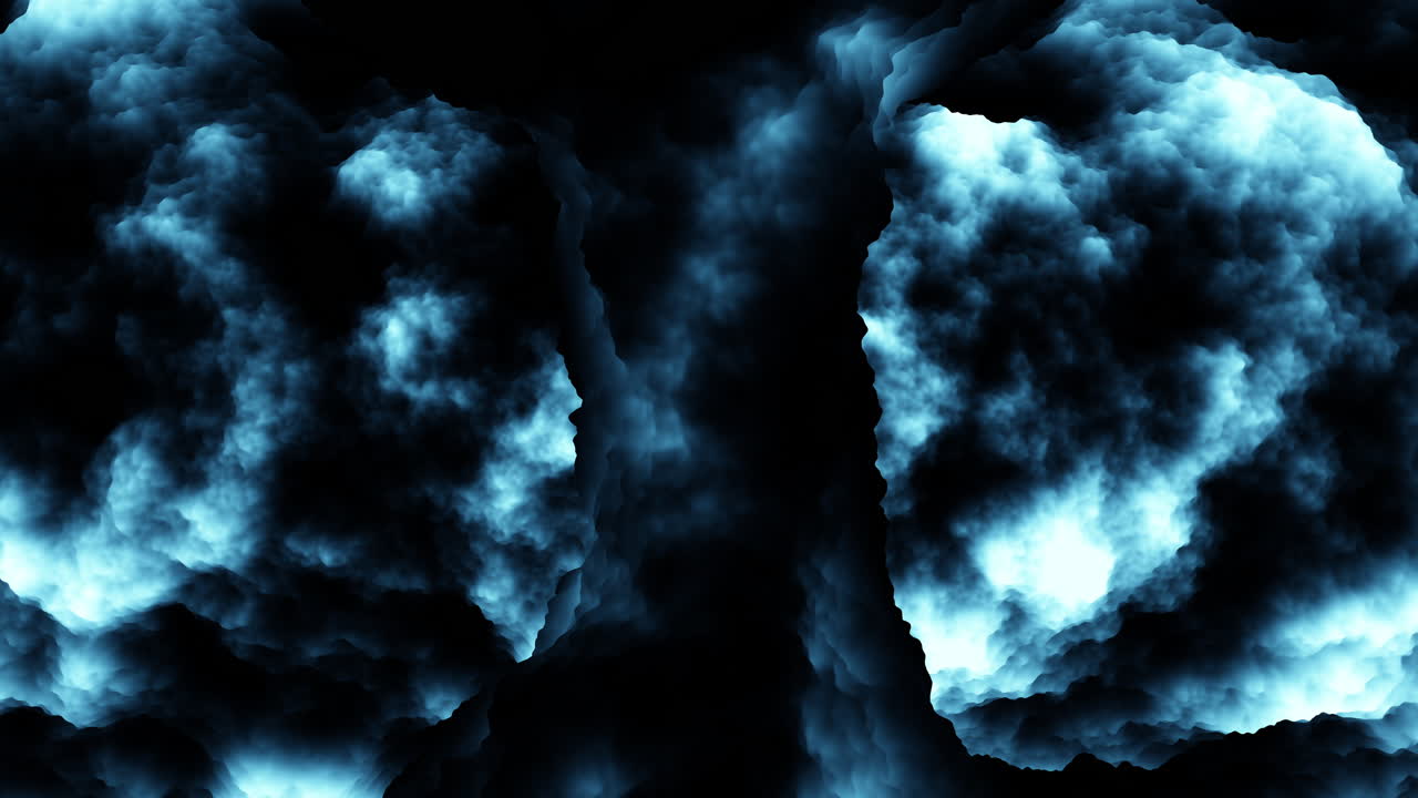 hipnotizante cielo negro y azul con nubes flotantes