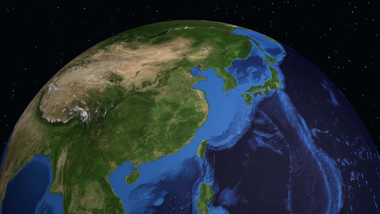 Animazione 3D della Terra con zoom sulla località di Xuanzhou, Cina