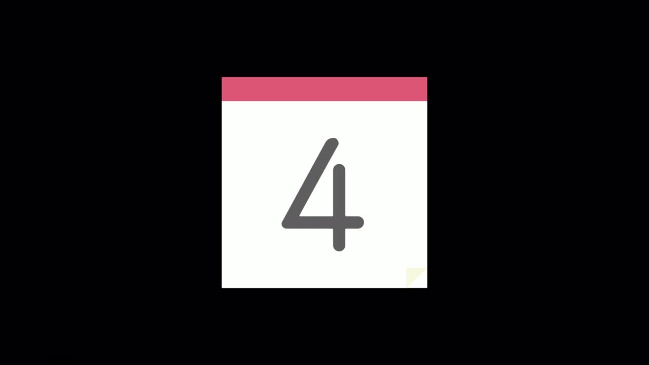 animación en bucle del calendario diario, 10 días, fondo negro