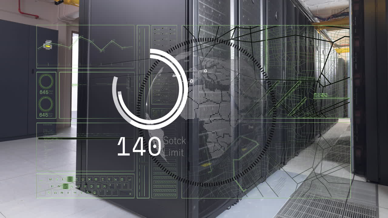 animación del procesamiento de datos en el mundo y servidores informáticos