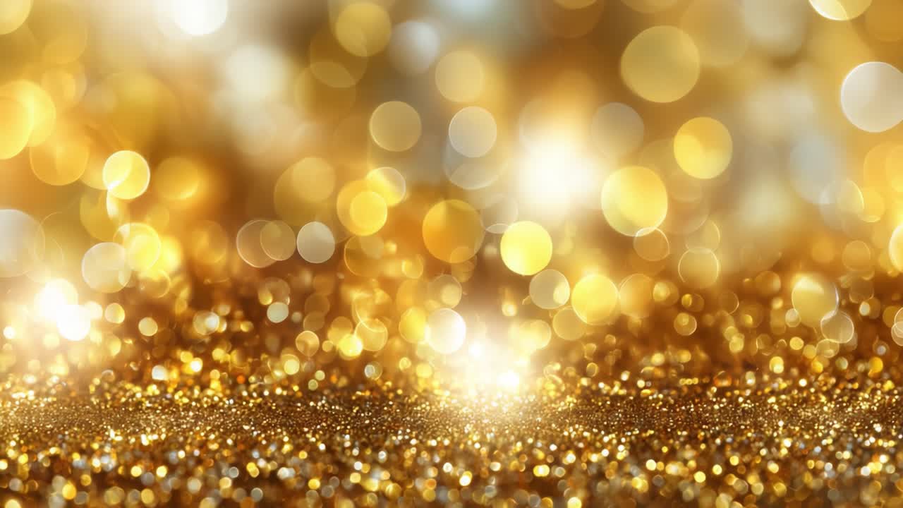 Uno spettacolo radioso di bokeh dorato: bagliori accattivanti di luce e scintillio che creano un'esperienza visiva straordinaria con una ricca palette.