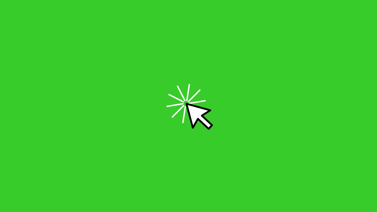 Mouse click cursor loop animation isolated on green background