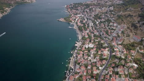 Areal-footage-over-Kotor-Montenegro-flying-from-old-town-to-St-Mathias-Church