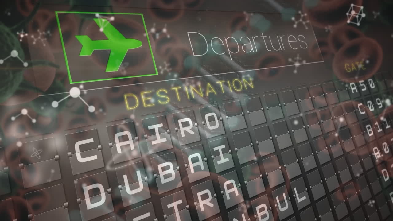 animación de la red de conexiones con iconos y procesamiento de datos sobre las manos escribiendo en el teclado