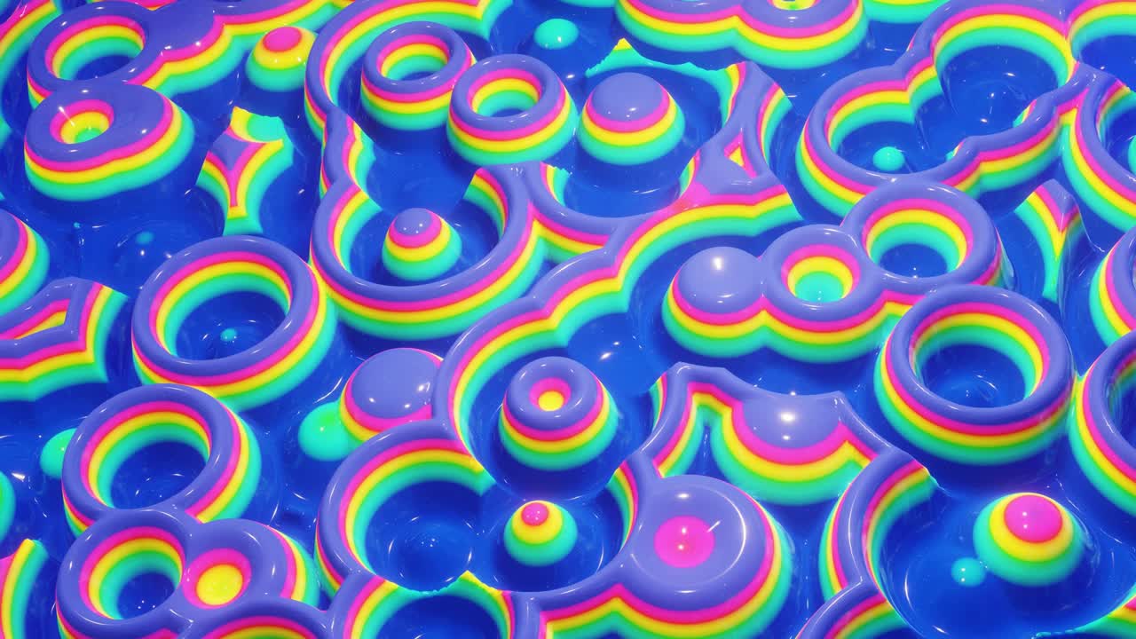 patrón ondulado abstracto en una superficie brillante y brillante, color arco iris de gradiente líquido, ondas en el fluido de pintura en animación suave. brillo en líquido viscoso 3d. retroceso creativo