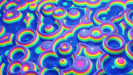 looped festive liquid bg in 4k. abstract golvend patroon op helder glanzend oppervlak, vloeibare gradiënt regenboogkleur, golven op verfvloeistof in gladde animatie. glitters op viskeuze 3d vloeistof. creatief backdro