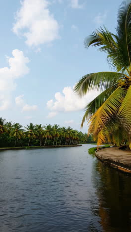 kerala backwaters scenery with palm trees