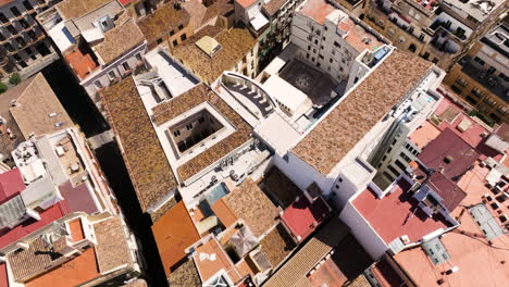 overhead view of medieval structures in the old city of valencia, spain