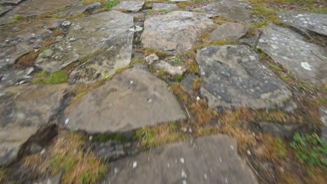 stone outdoor wet floor in fortress - close motion