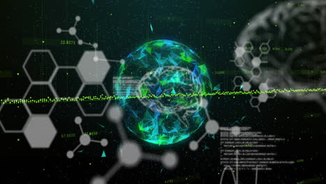 procesamiento de datos médicos en todo el mundo de redes de plexo girando contra un fondo negro