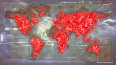 animation of world map and data processing over globe