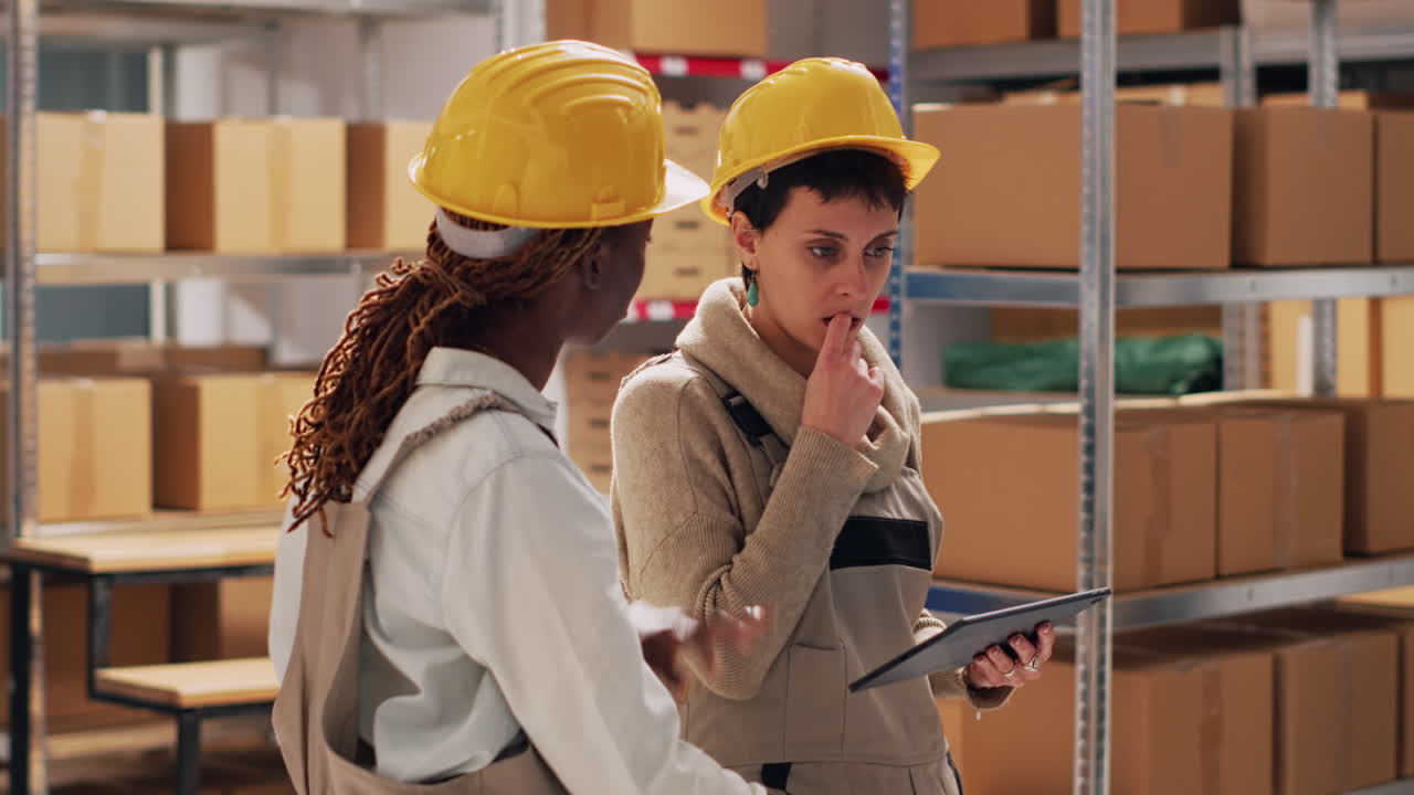 trabajadores del almacén comprobando el inventario