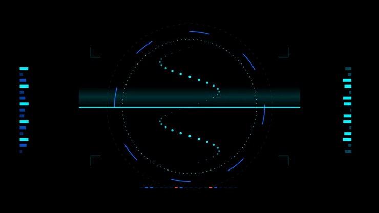 Futuristic Digital Interface with Animated Sine Wave Data Visualization