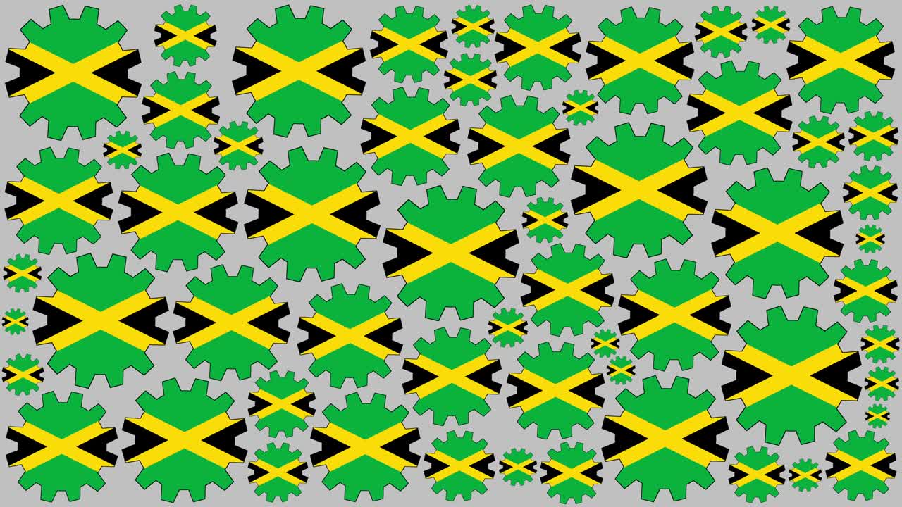 la bandera de jamaica engranajes girando el fondo
