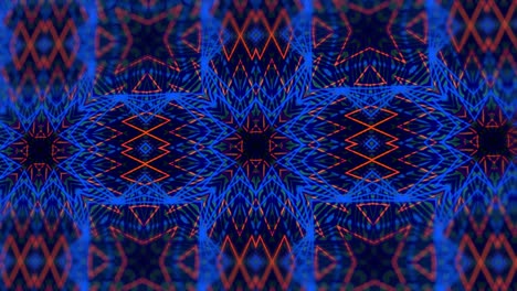kaleidoscope of dynamic patterns on a black background. 3d render. blue color.