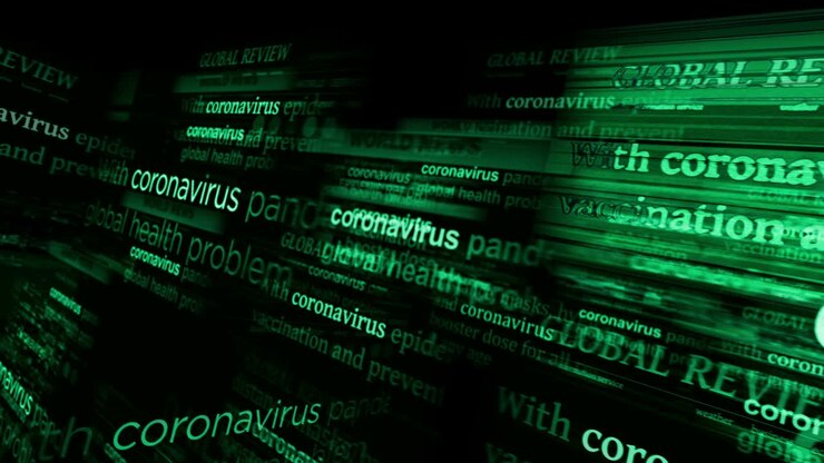 Titoli dei media sull'epidemia di coronavirus COVID, animazione in loop senza interruzioni.