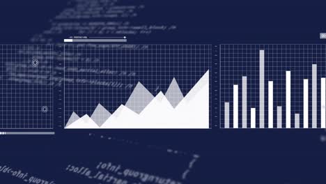 Animation-of-interface-with-data-processing-against-blue-background