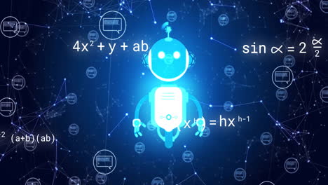 animación del procesamiento de datos científicos a través de chat bot en fondo oscuro