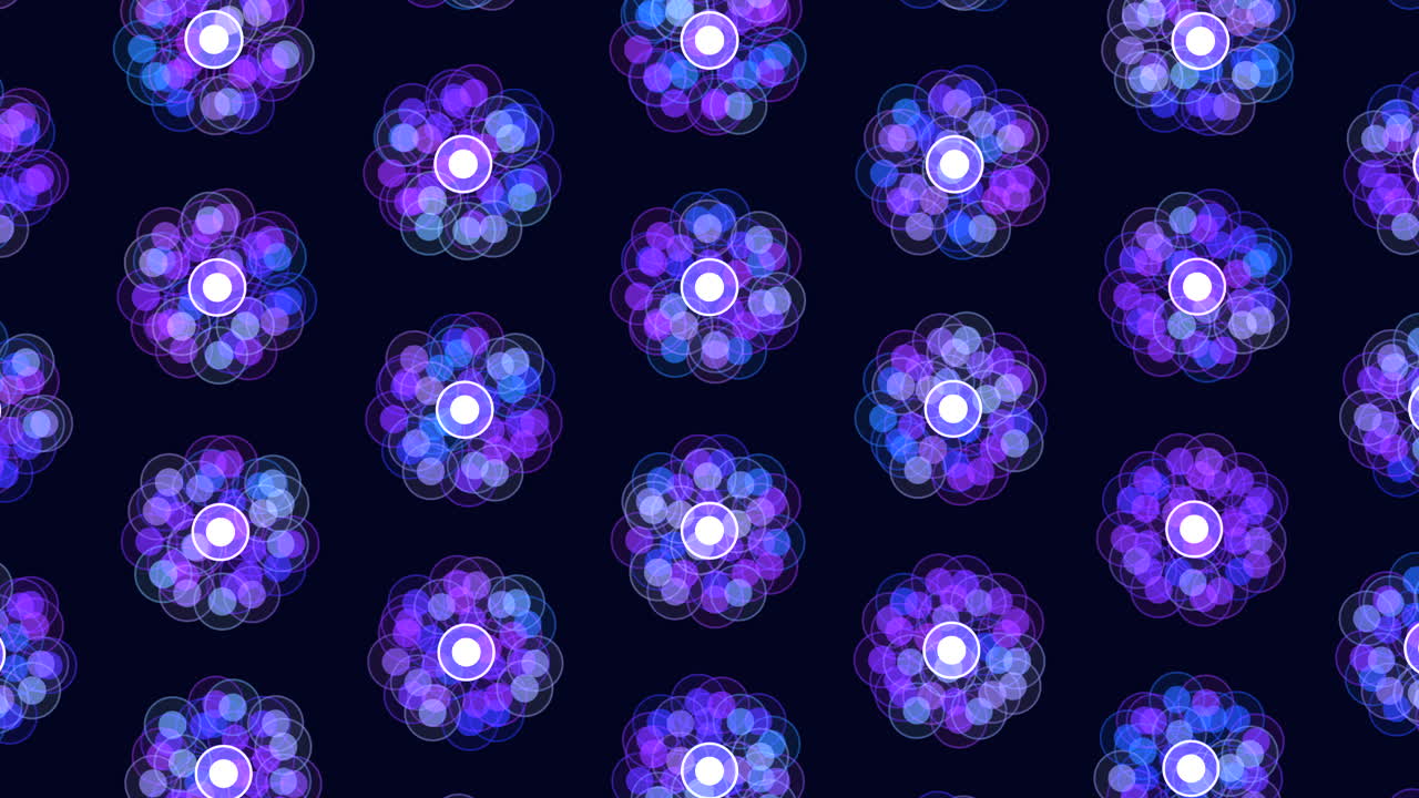 patrón de flores púrpuras brillantes sobre un fondo negro