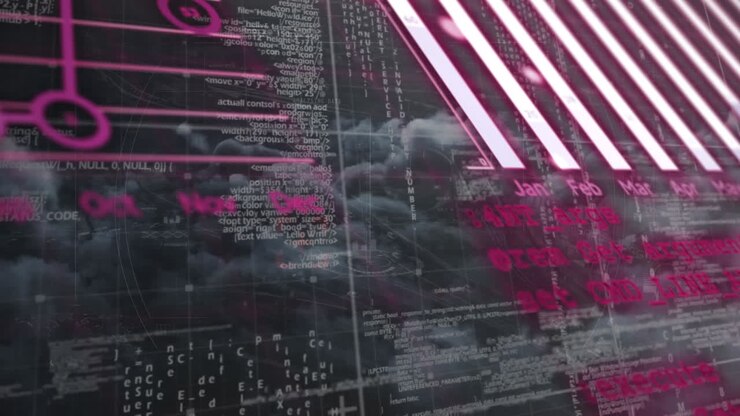 Animation of data processing over clouds
