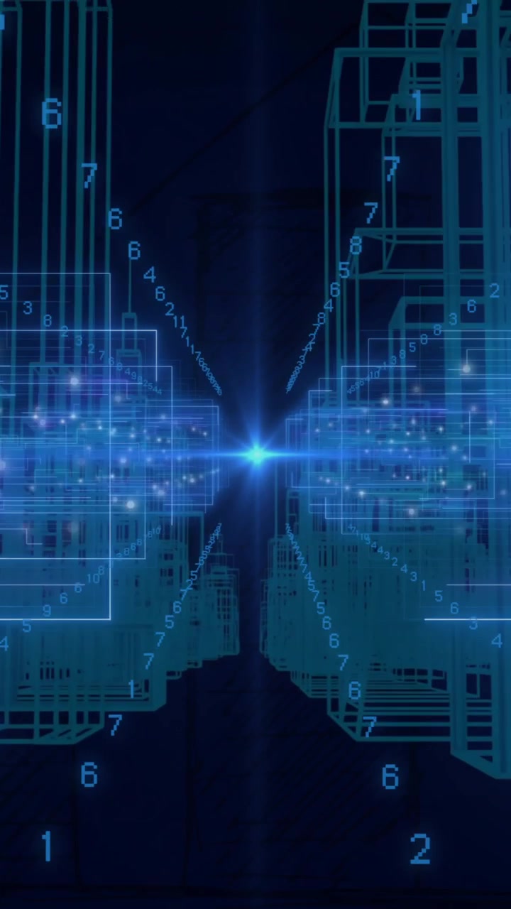Animation ofdata processing over circuit board background