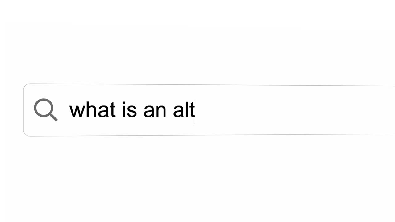 What is an altcoin?- searching or typing on internet web search browser. Macro detail shot.