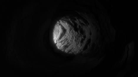 cueva rocosa con luz en el extremo 3d render