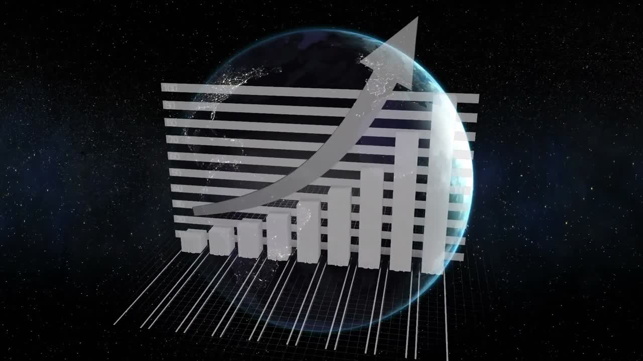 Animation of statistics and data processing over globe