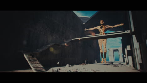 Giant Figure in a Post-Apocalyptic Concrete City