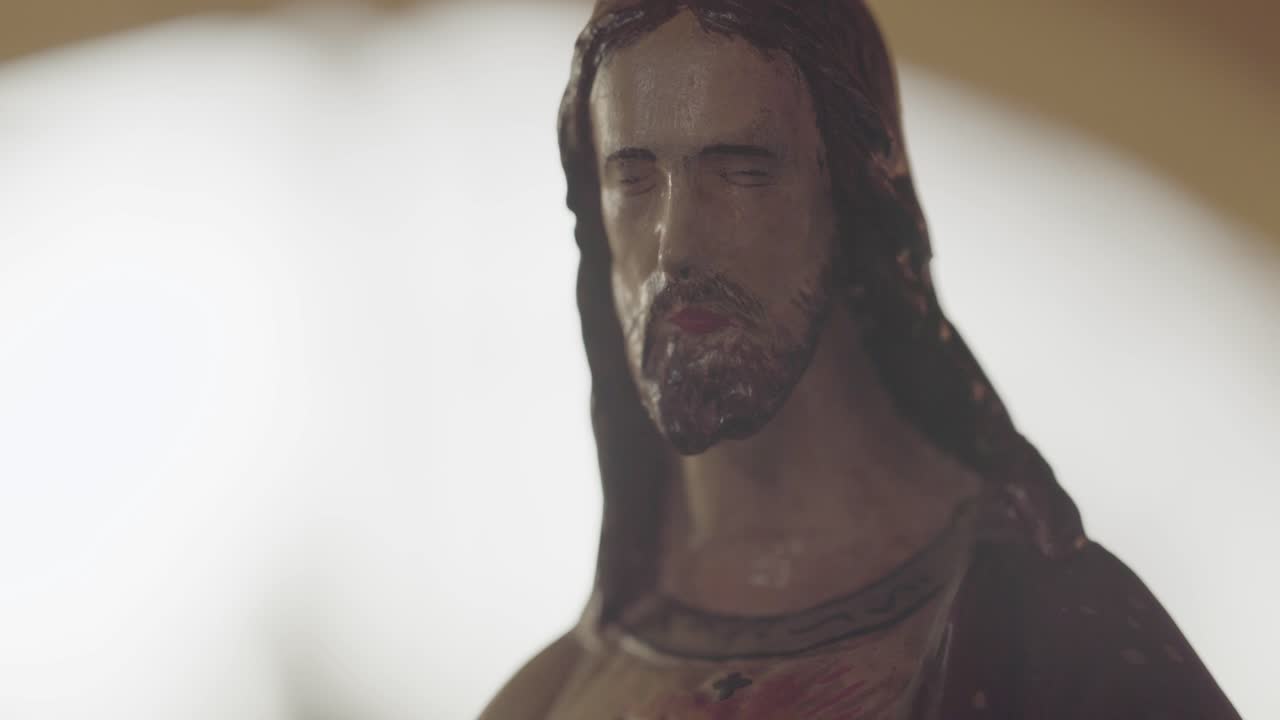 Wooden Jesus statue very close