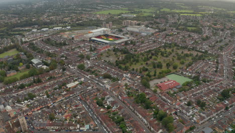 aerial shot towards vicarage road stadium watford