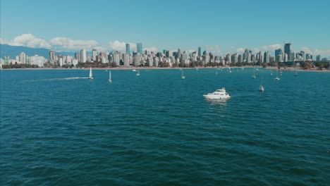 Downtown-Vancouver,-Pacific-ocean,-kitsilano-beach,-island,-mountain