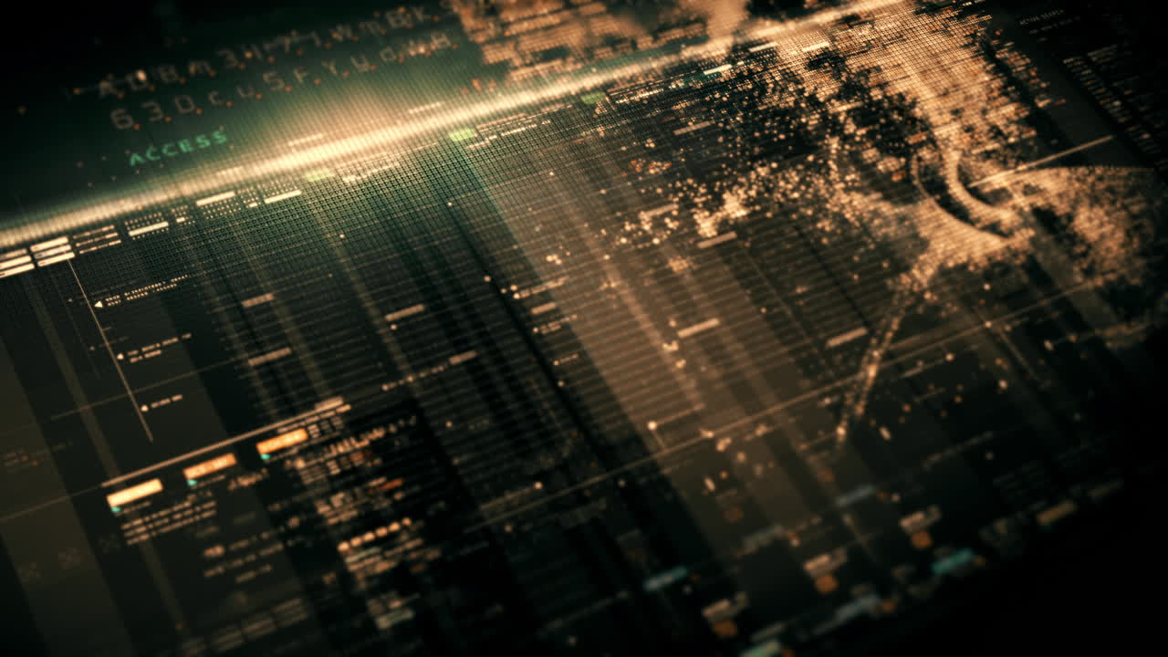 Advanced data matrix simulation UI with cutting-edge digital environment with a dynamic and immersive display of interconnected data matrix information networks systems background