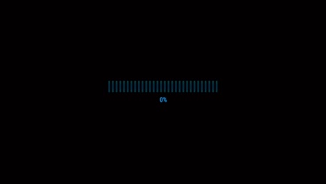 animación de barra de carga azul aislado en fondo negro.