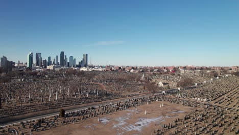 huge nyc cemetery and tombstones, brooklyn and queens, 4k drone shot