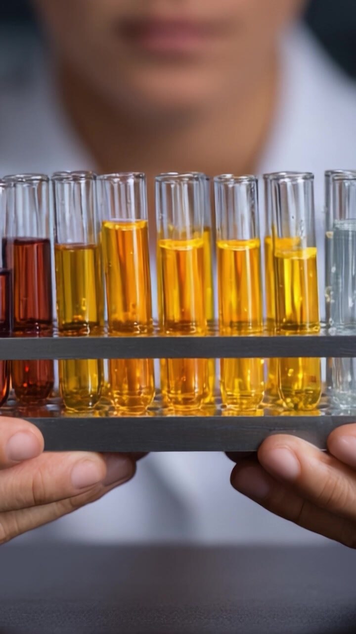 A Close-Up Examination of Colorful Liquid Samples in Test Tubes, Highlighting Chemical Reactions and Solutions in a Laboratory Environment