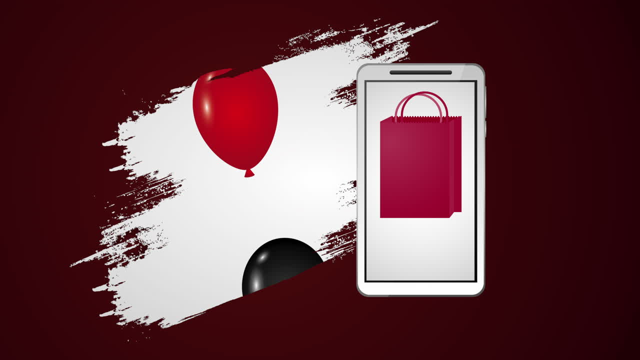 스마트 폰과 함께 블랙 프라이데이 거래 라벨